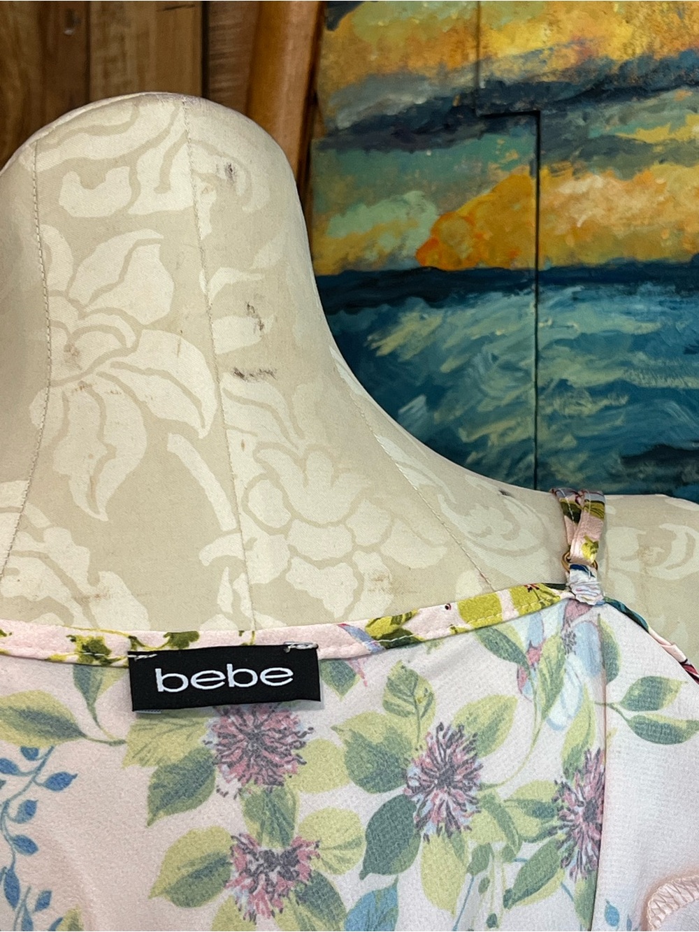 💋 bebe Light Pink Floral Slip Dress - Picture 4 of 4